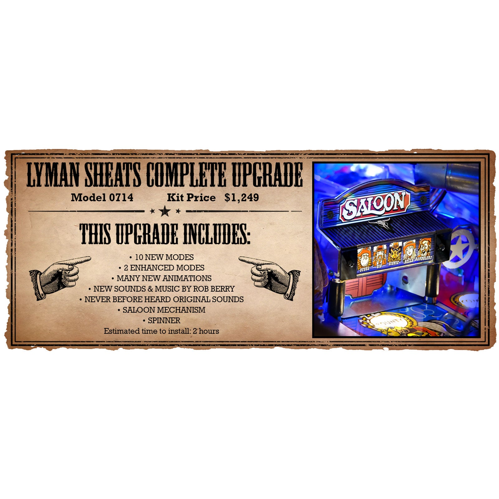 Nitro Pinball Sales Cactus Canyon - Lyman Sheats Complete Upgrade Kit