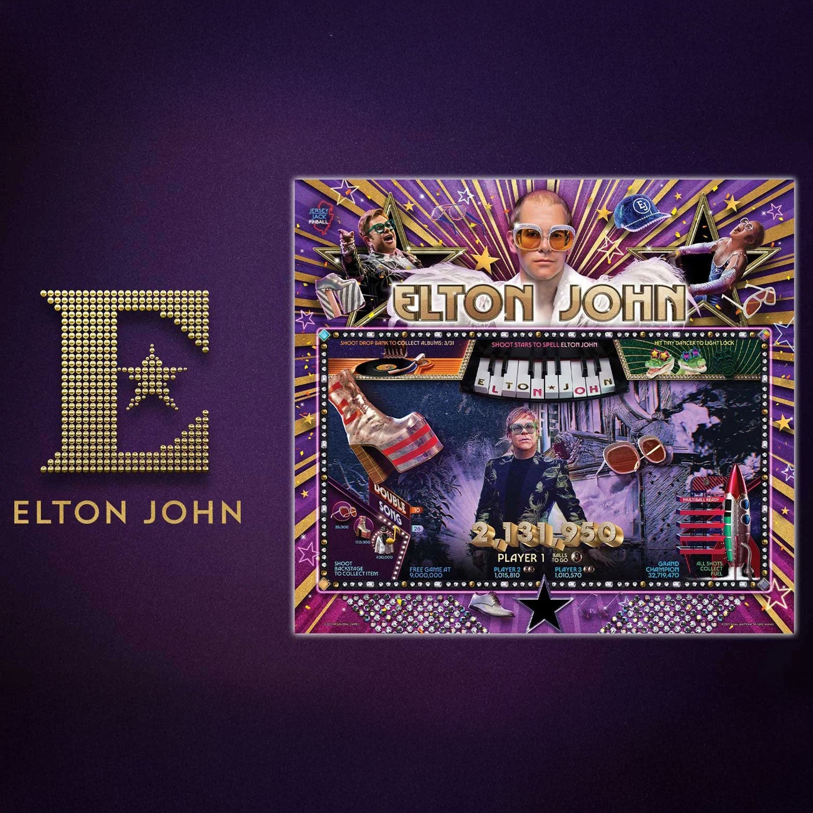 Nitro Pinball Sales Jersey Jack Pinball Machine ELTON JOHN Collector's Edition