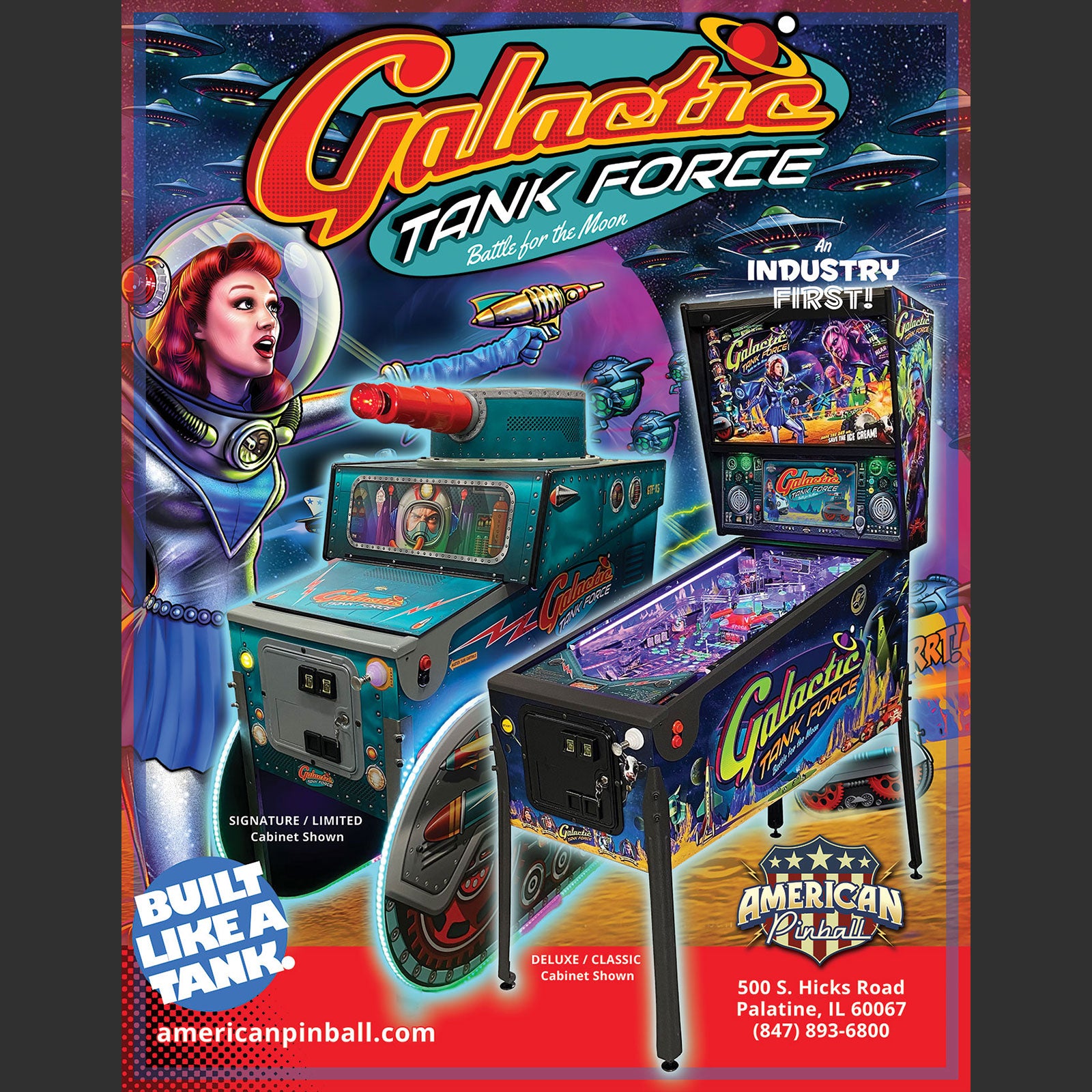 Nitro Pinball Sales American Pinball Machine GALACTIC TANK FORCE: DELUXE EDITION