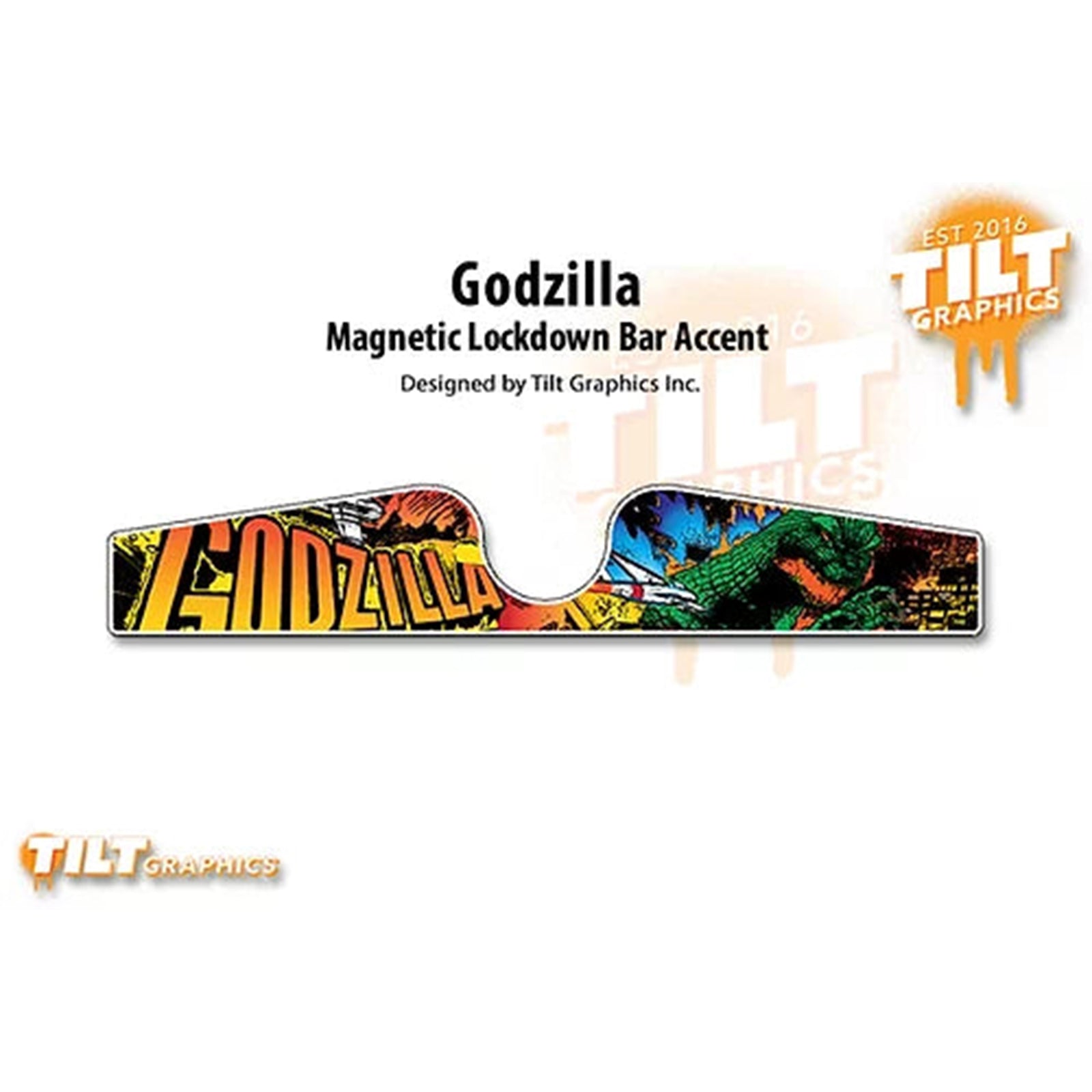 Nitro Pinball Sales Magnets Pinball Accessories GODZILLA Magnetic Lockdown Bar Accent by Tilt Graphics!