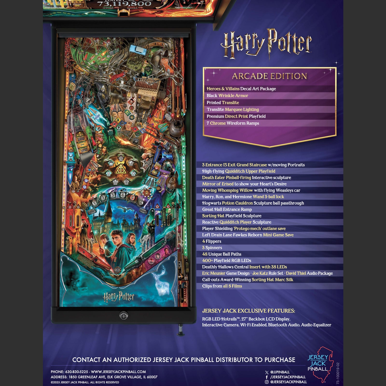 Nitro Pinball Sales Jersey Jack HARRY POTTER Arcade Edition Pinball Machine