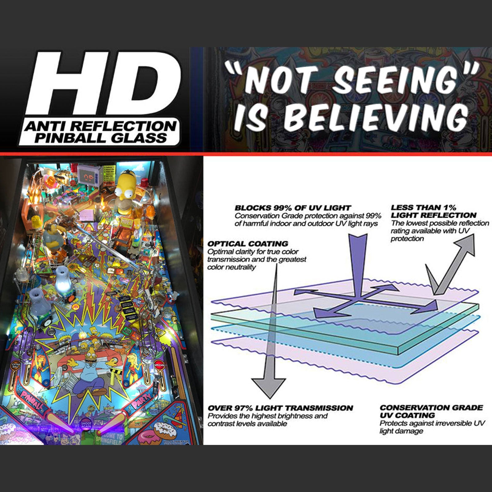 Nitro Pinball Sales Parts & Accessories HIGH DEFINITION PLAYFIELD GLASS / VOODOO WIDEBODY!
