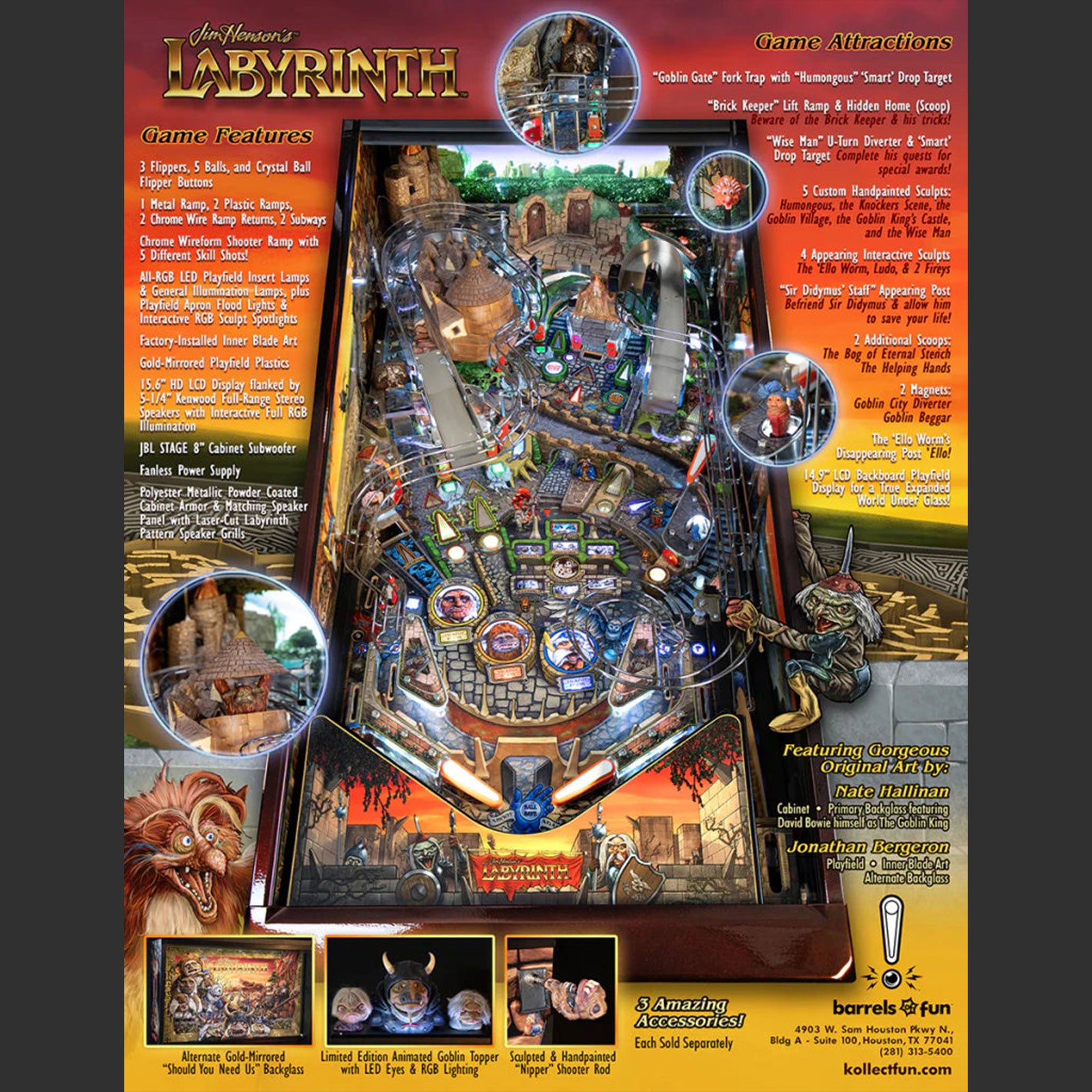 Nitro Pinball Sales Canada Barrels of Fun Pinball Machine Jim Henson’s Labyrinth