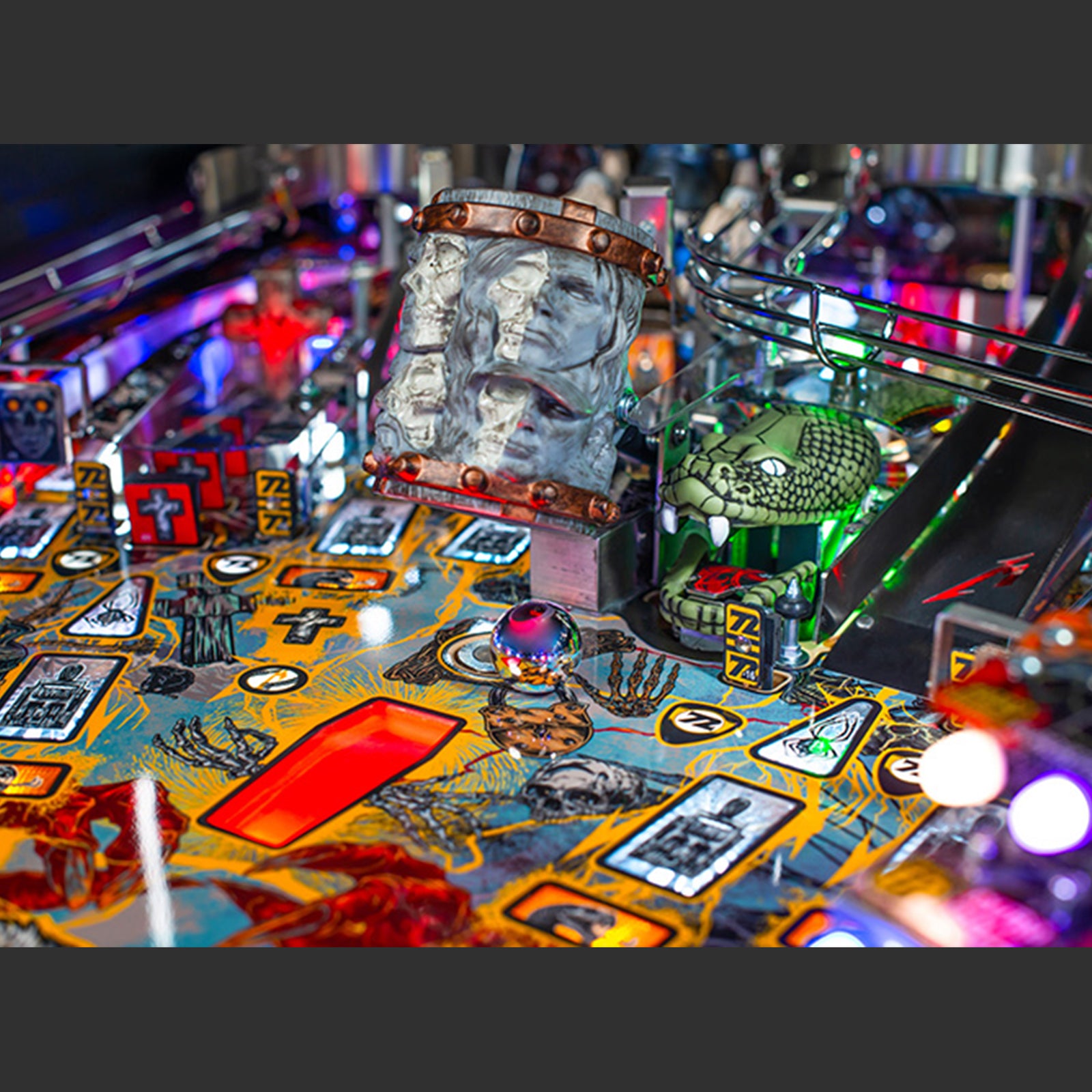 Nitro Pinball Canada Sales Stern Metallica Remastered Premium Pinball Machine Playfield