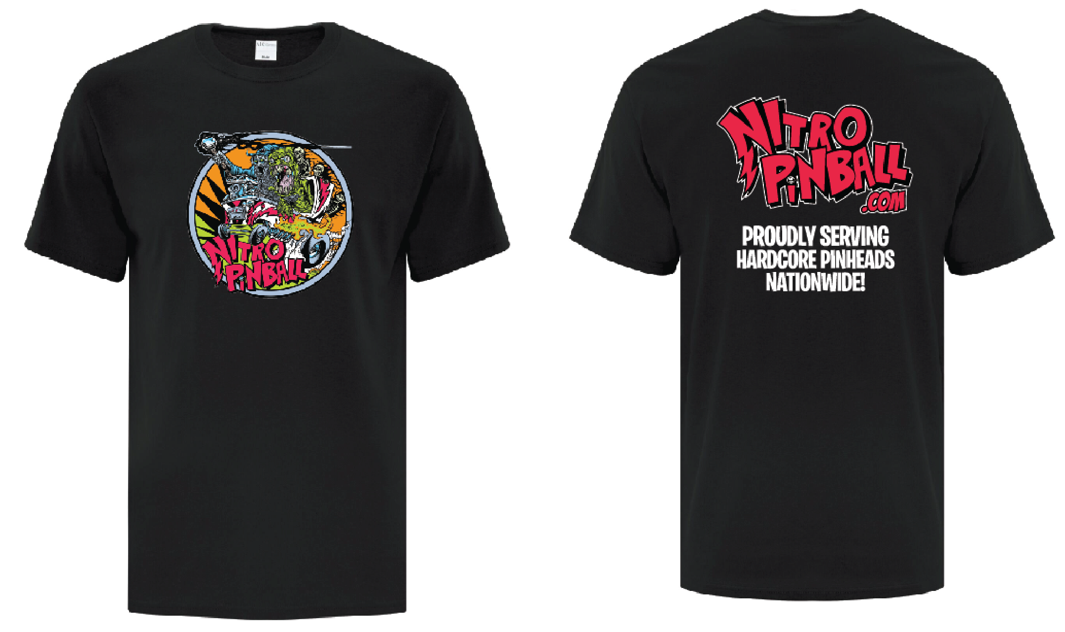 T-Shirt large logo Nitro Pinball designed by Dirty Donny