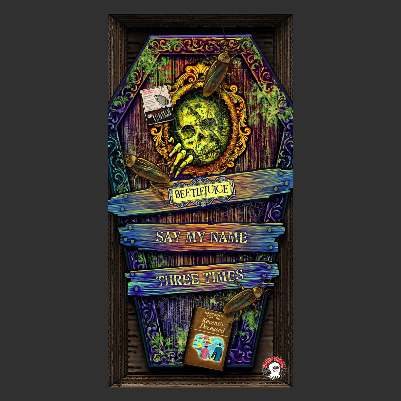 Nitro Pinball Sales Parts & Accessories Officially Licensed Spooky BEETLEJUICE Pinball Glass Dust Cover