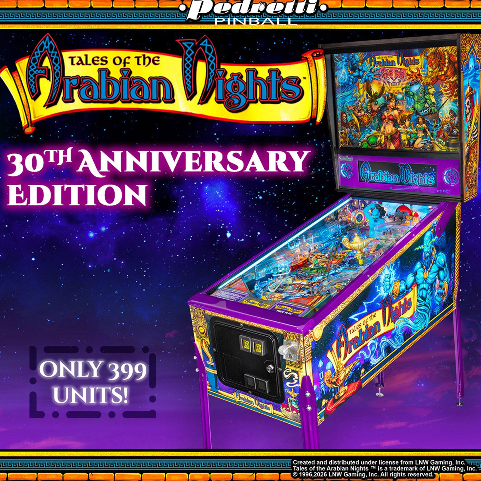 Nitro Pinball Sales - Tales of the Arabian Nights / Anniversary Edition Pinball Machine