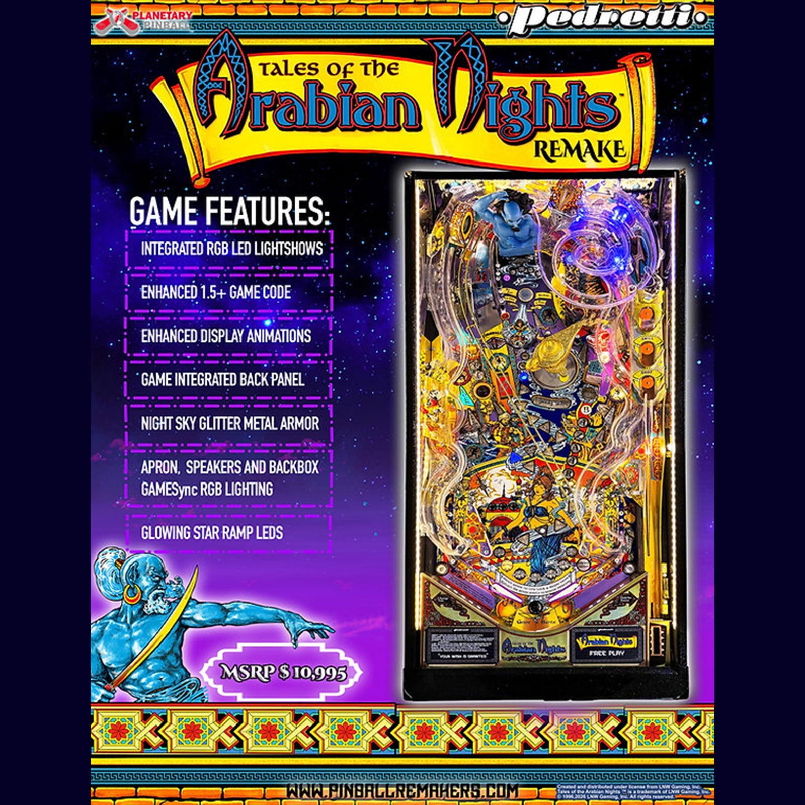 Nitro Pinball Sales - Tales of the Arabian Nights / Legacy Edition Pinball Machine