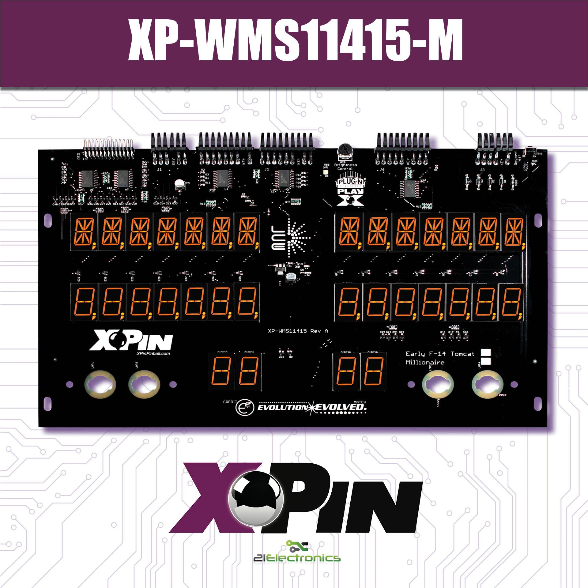 Nitro Pinball Sales Parts & Accessories XP-WMS11415-M – Williams System 11A: Millionaire 7-Digit Display (Orange)