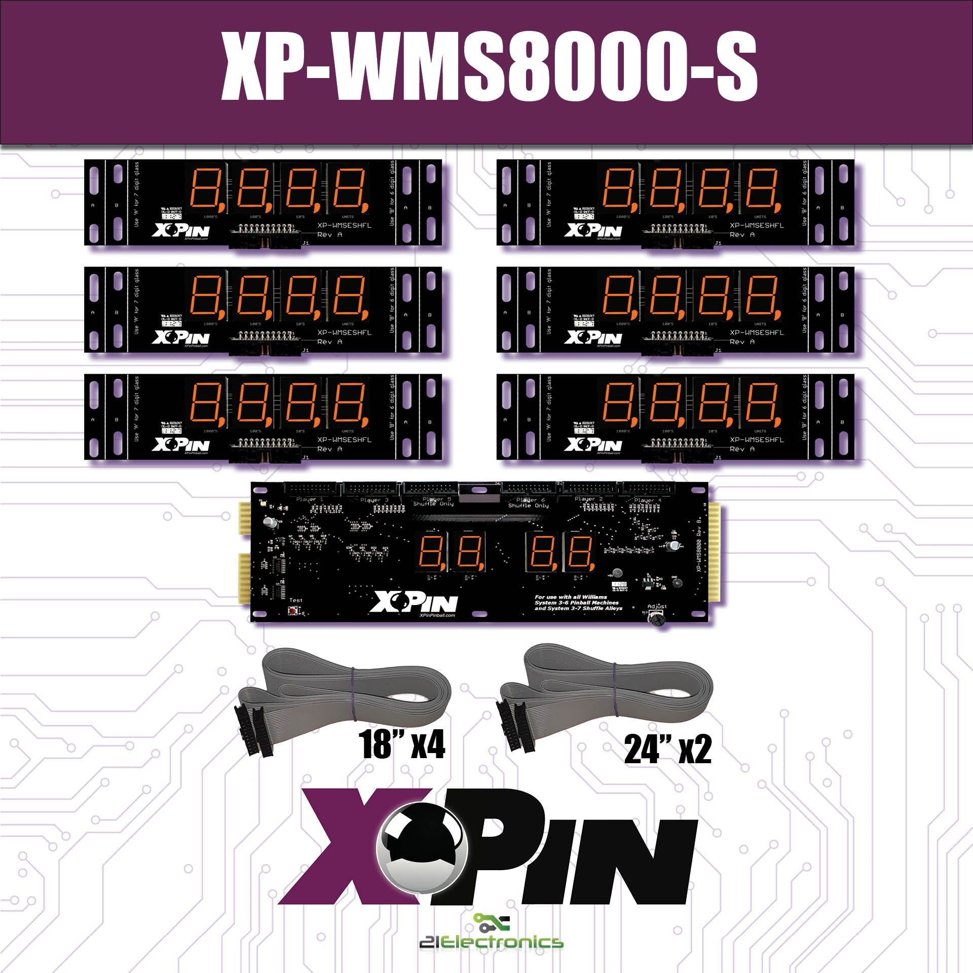 Nitro Pinball Sales Parts & Accessories XP-WMS8000-S / XP-WMS8000-SHUFFLE 4 DIGIT DISPLAY