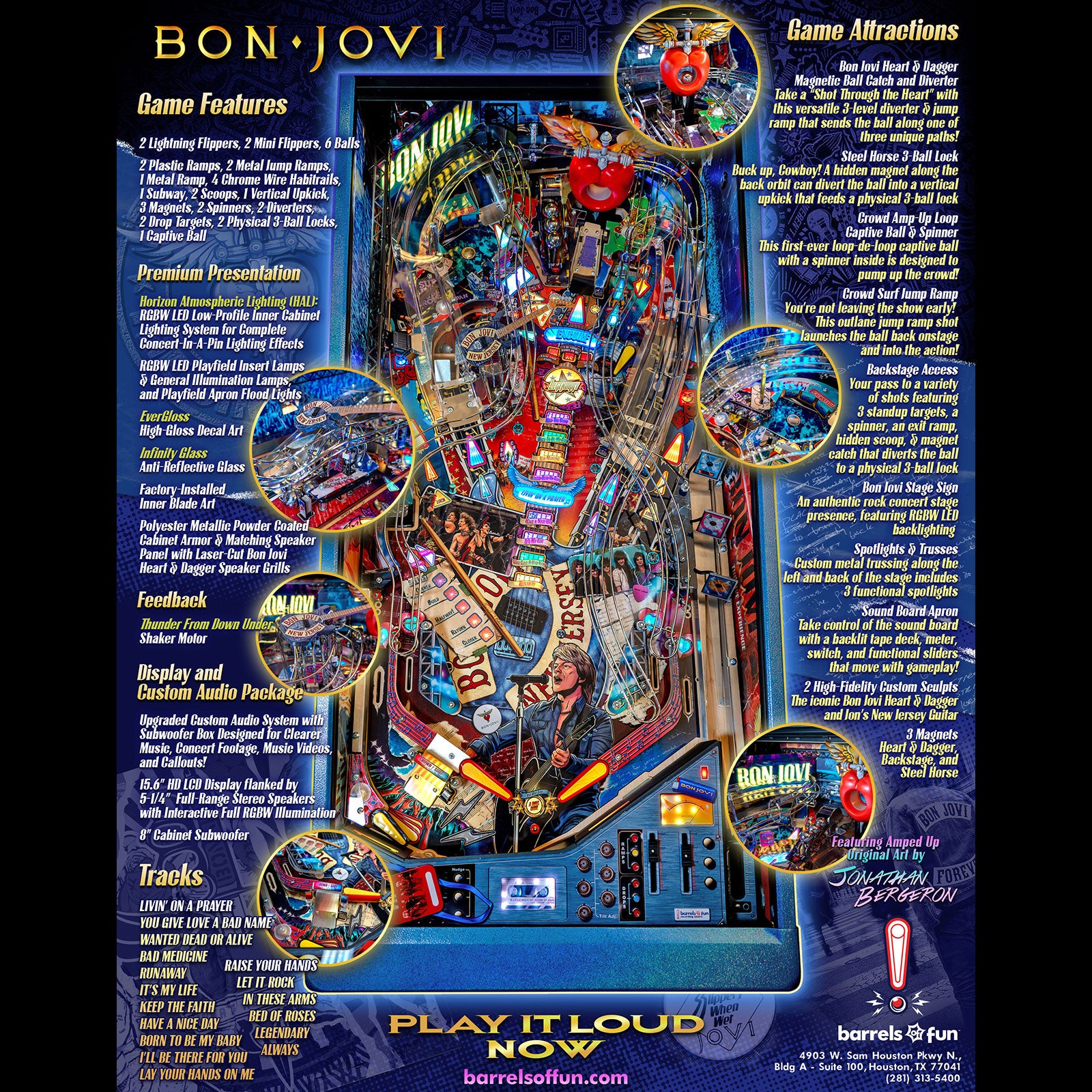Nitro Pinball Sales BON JOVI Pinball Barrels of Fun Pinball Machine
