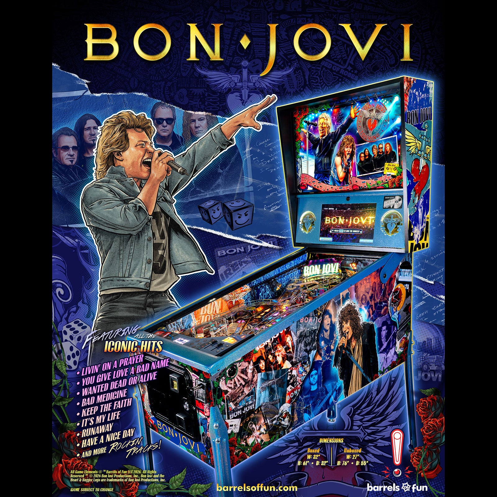 Nitro Pinball Sales BON JOVI Pinball Barrels of Fun Pinball Machine