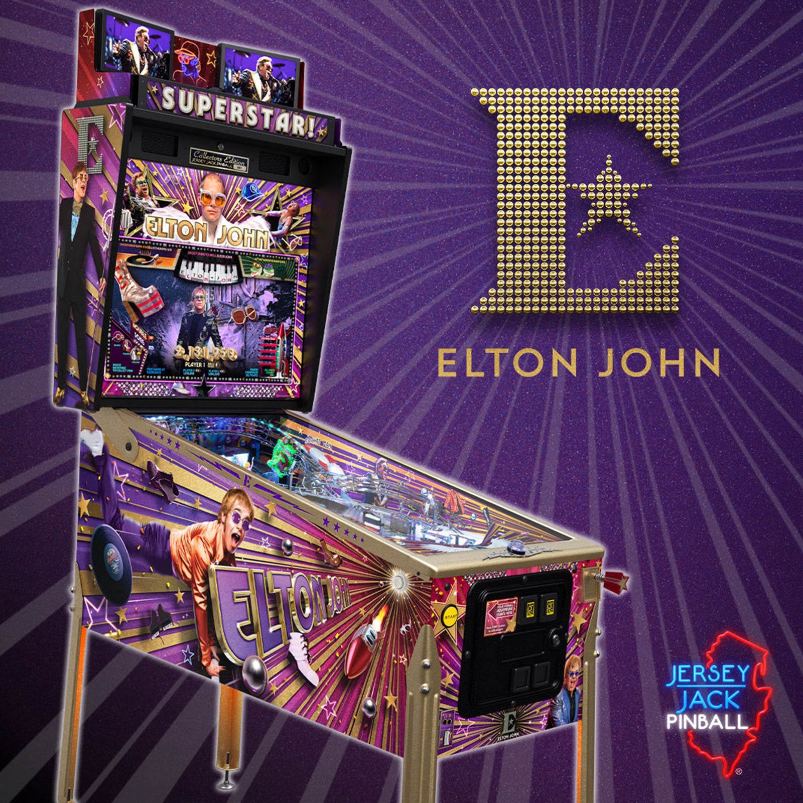 Nitro Pinball Sales  Jersey Jack Pinball Machine ELTON JOHN Collector's Edition