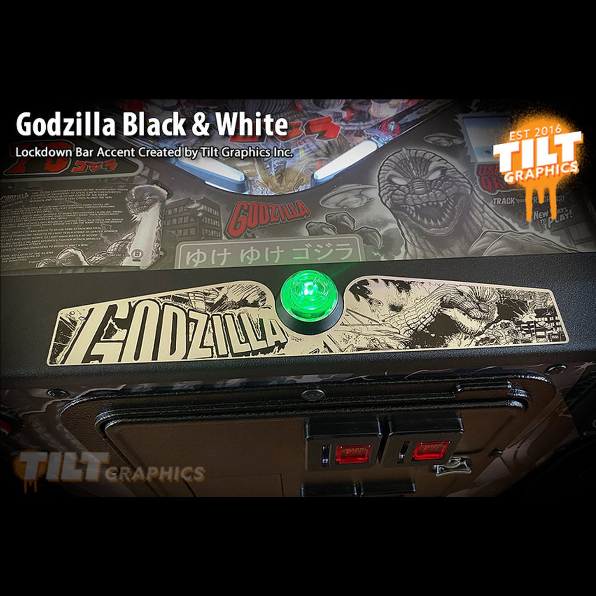 GODZILLA Magnetic Lockdown Bar Accent by Tilt Graphics! Black & Silver