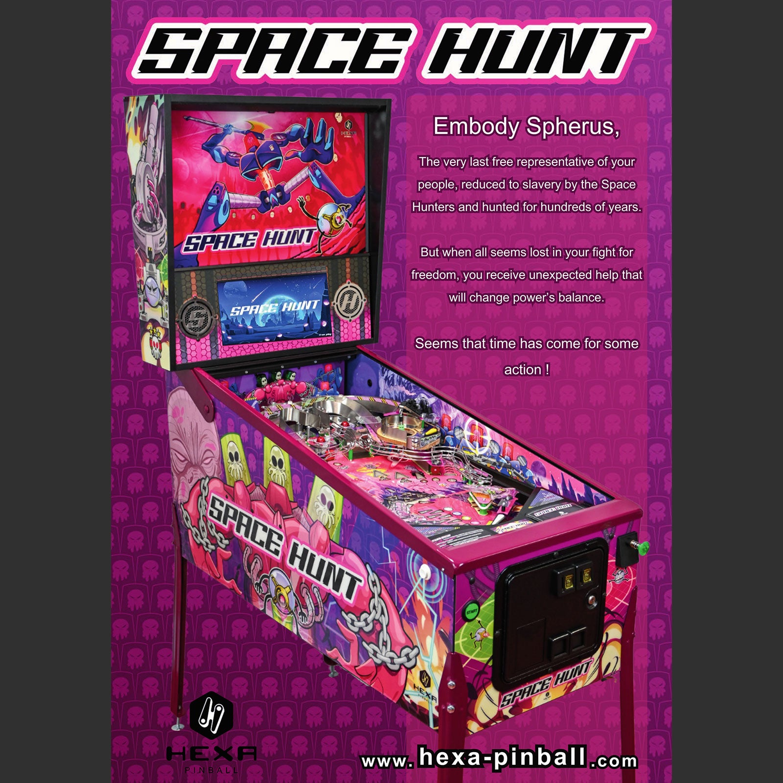 Nitro Pinball Sales Space Hunt Classic by HEXA Pinball Machine