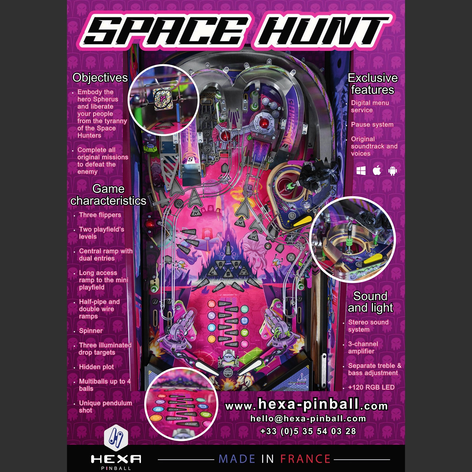 Nitro Pinball Sales Space Hunt Classic by HEXA Pinball Machine