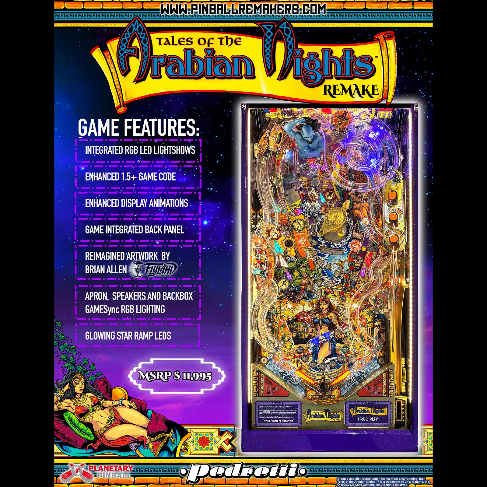 Nitro Pinball Sales - Tales of the Arabian Nights / Anniversary Edition Pinball Machine