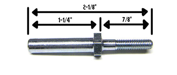 2-1/4" Tall Metal Post With Threaded Base and (Female) Threaded Top