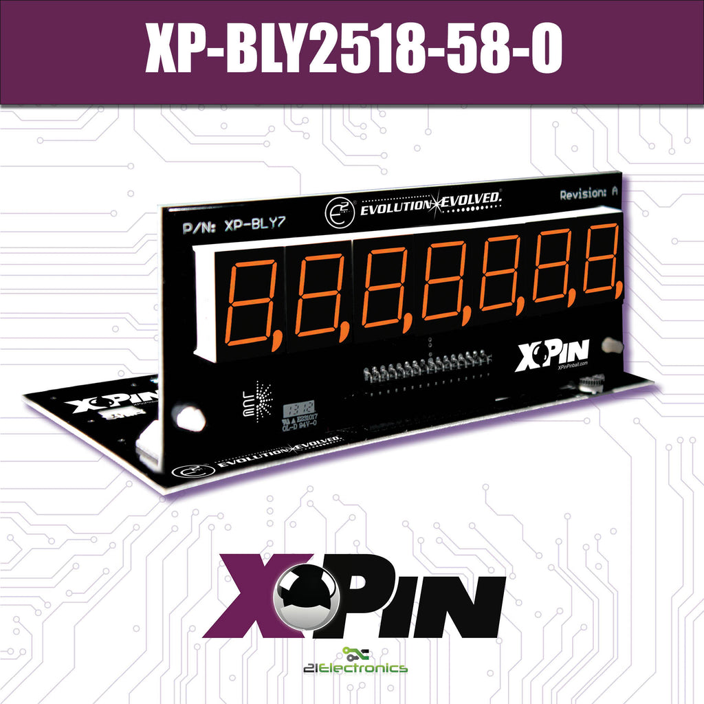XP-BLY2518-58-O / CLASSIC BALLY/STERN 7-DIGIT DISPLAY: ORANGE
