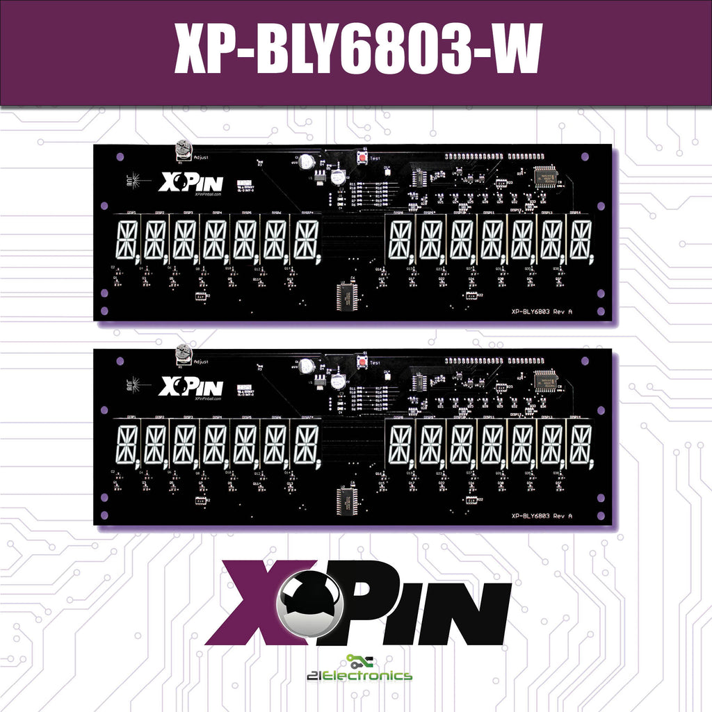 XP-BLY6803-W / BALLY/MIDWAY 7 DIGIT DISPLAY: WHITE (Includes Red, Green & Blue Vinyl Gel)